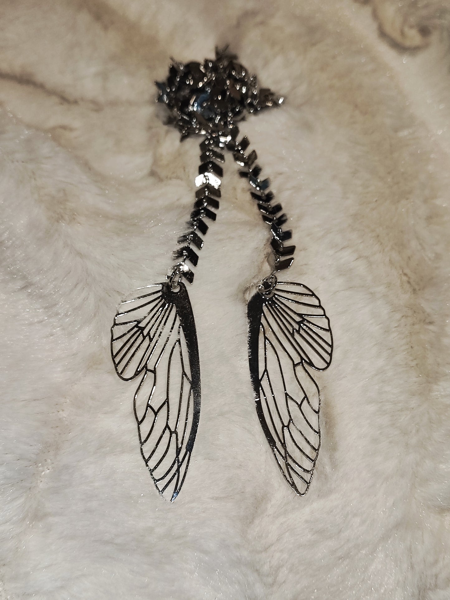 Silver facechain with Butterfly wings