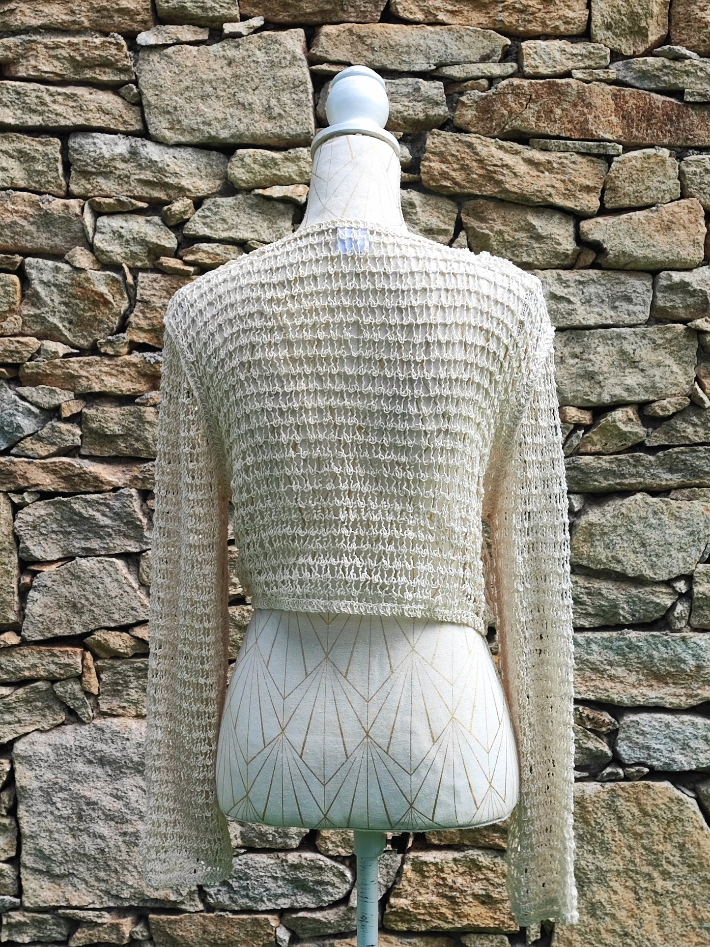 Long-sleeved crochet sweater