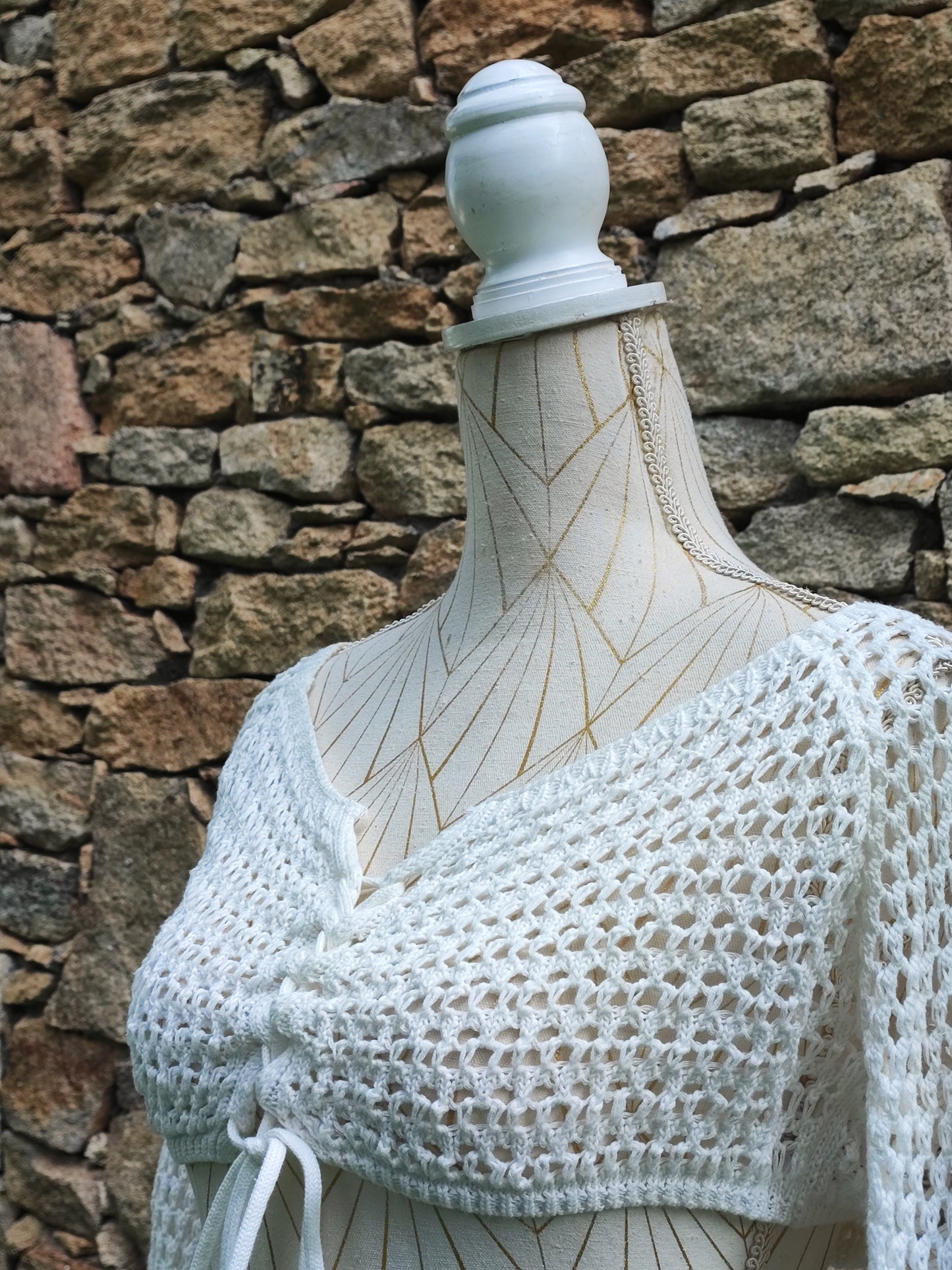 Long-sleeved crochet sweater