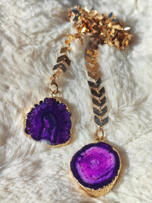 Gold facechain with purple agate