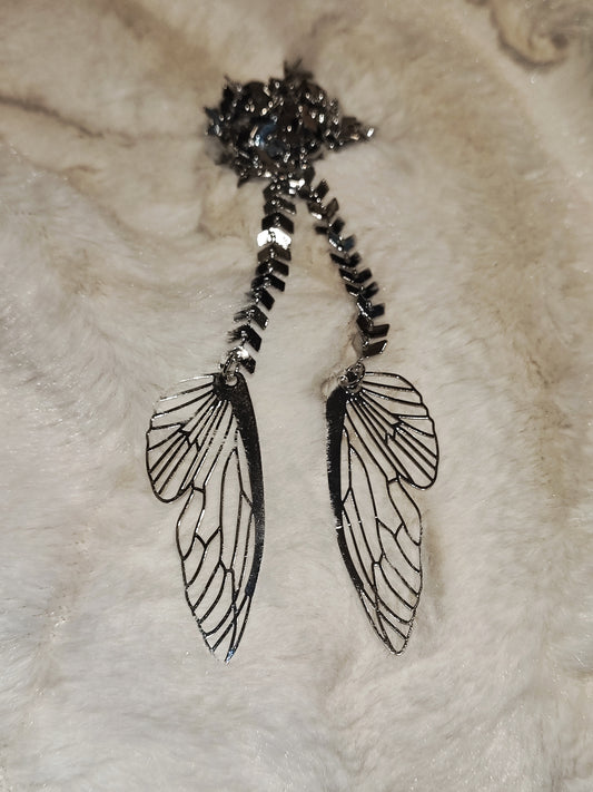 Silver facechain with Butterfly wings