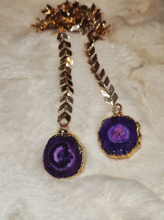Gold facechain with purple agate