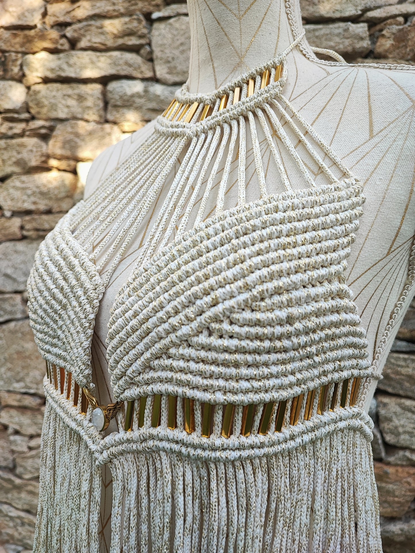 Ísis - Macramé dress with Moon Stone