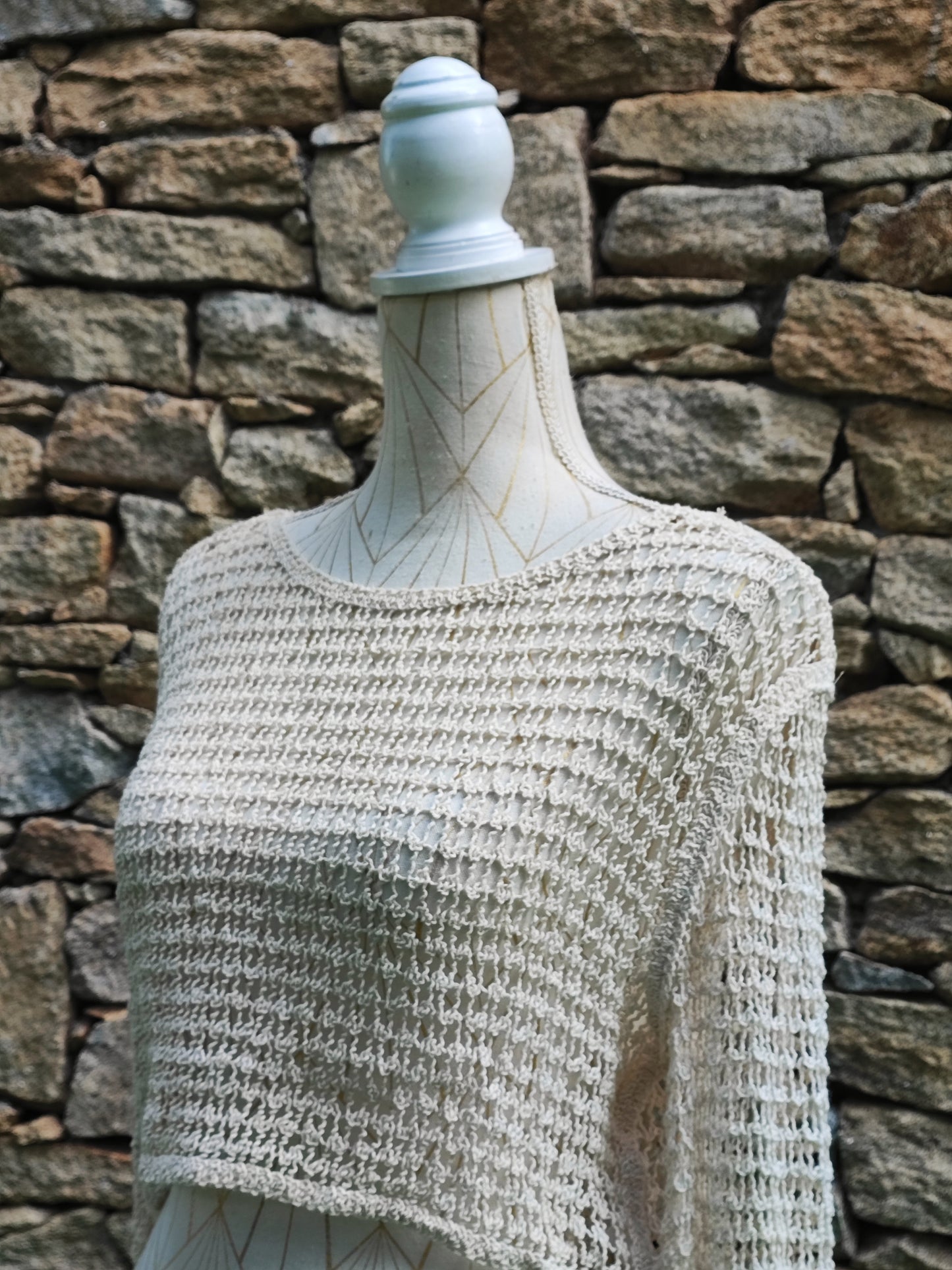 Long-sleeved crochet sweater