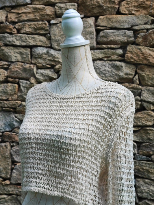Long-sleeved crochet sweater
