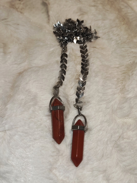 Silver facechain with jaspe