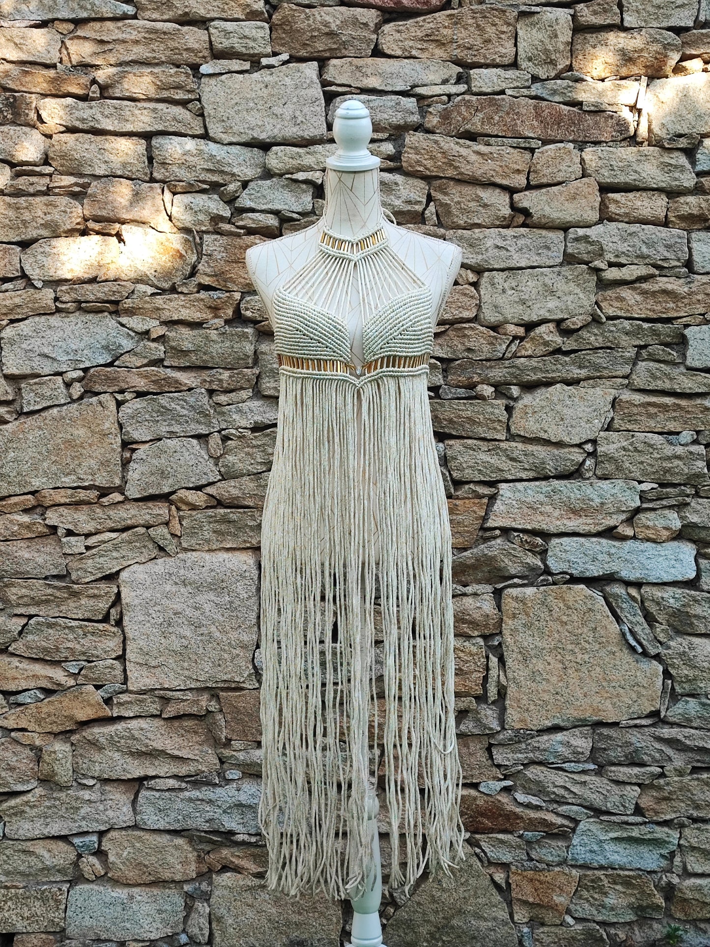 Ísis - Macramé dress with Moon Stone