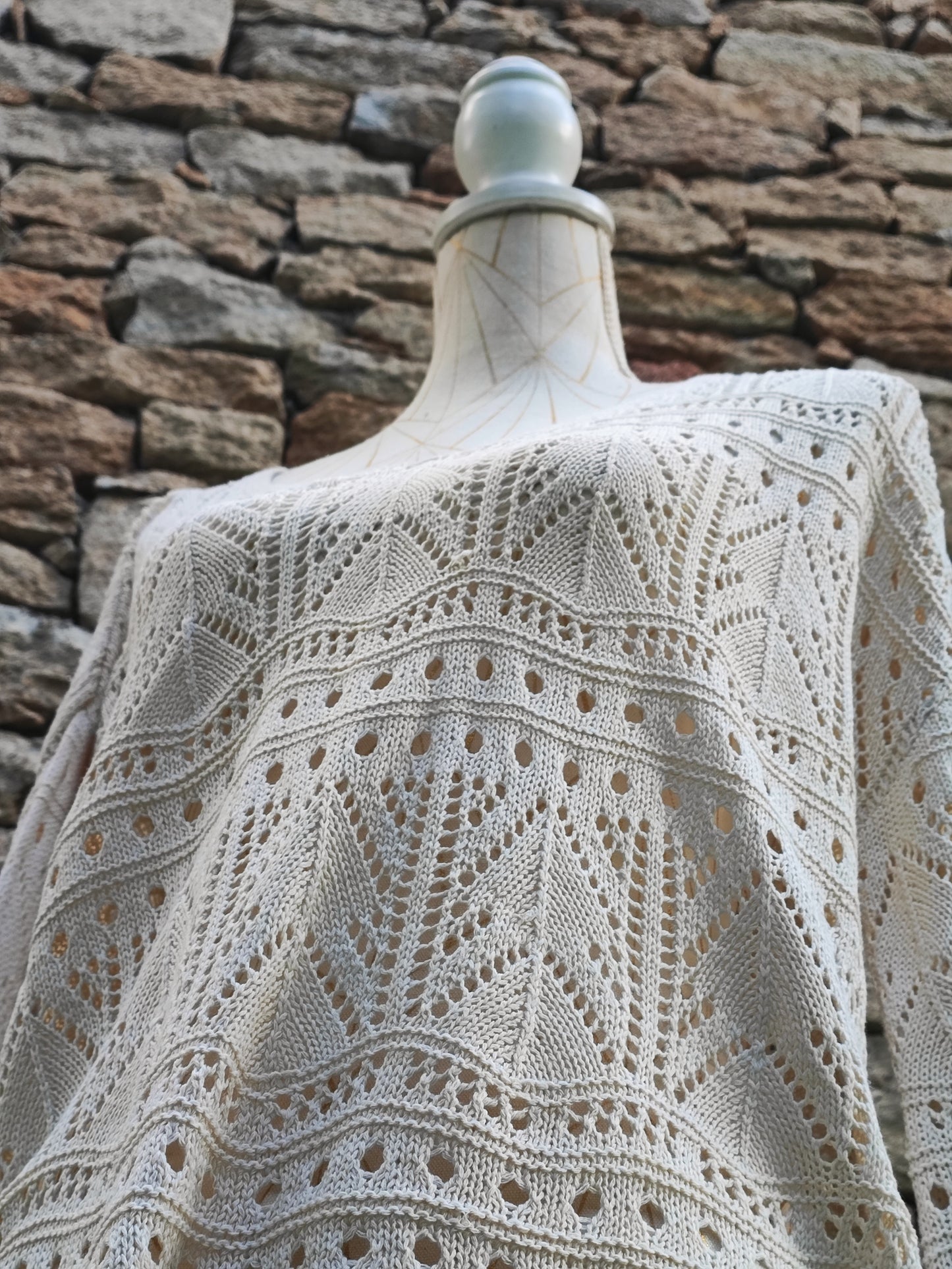 Long-sleeved crochet sweater