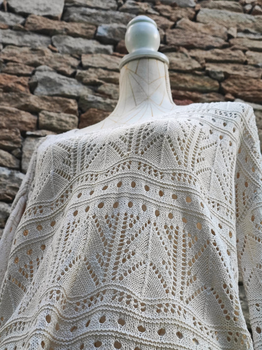 Long-sleeved crochet sweater