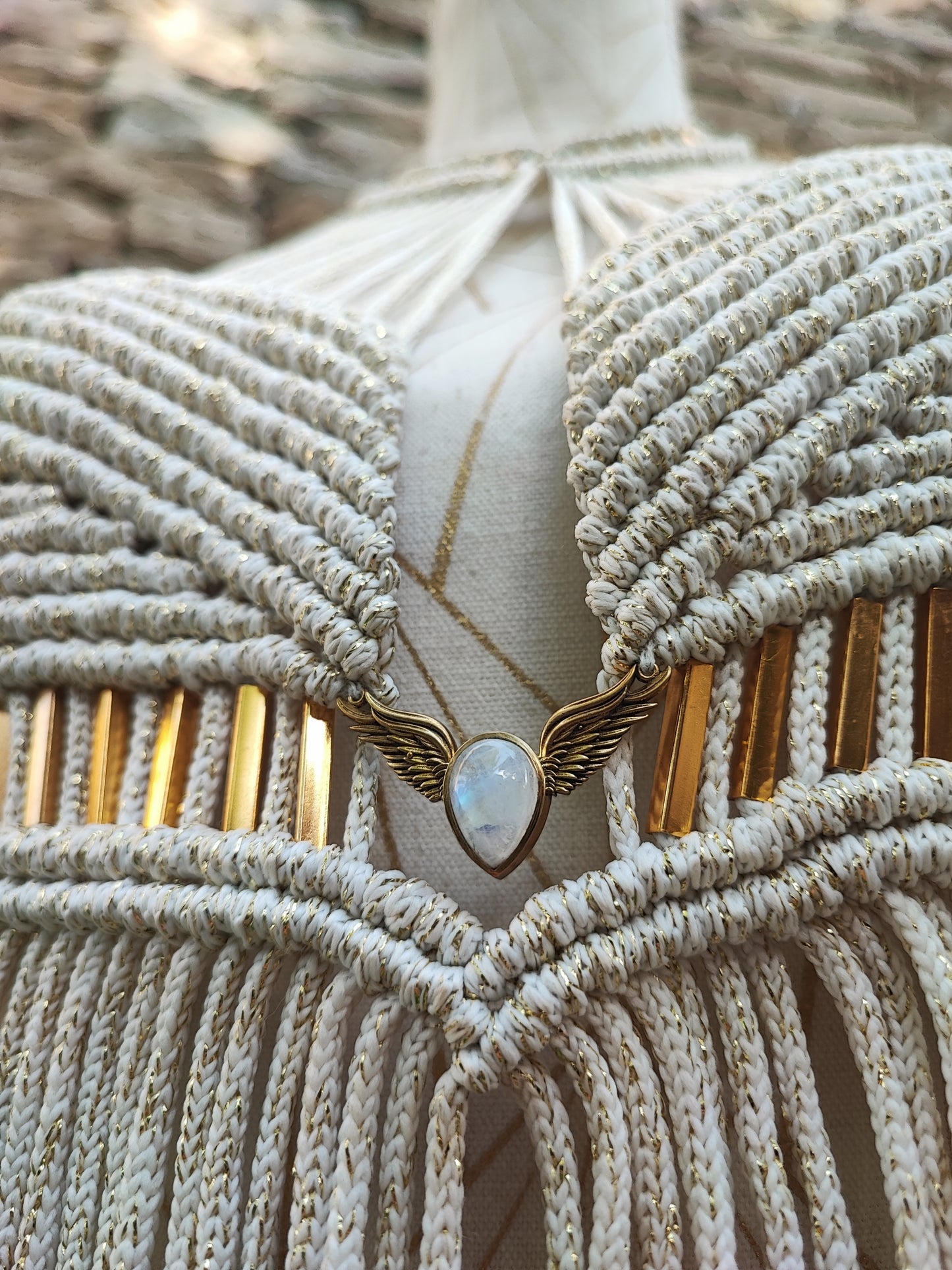 Ísis - Macramé dress with Moon Stone