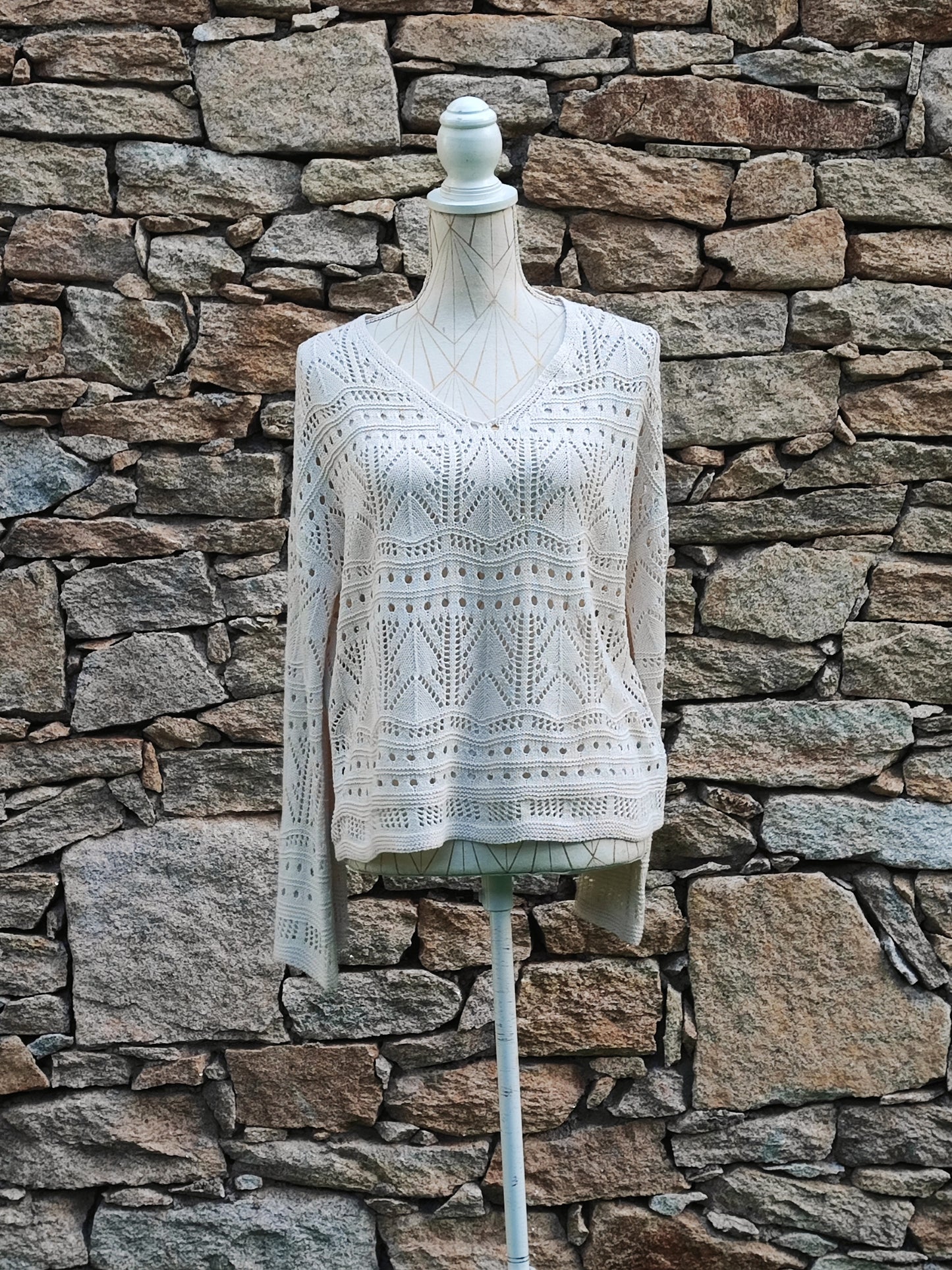 Long-sleeved crochet sweater