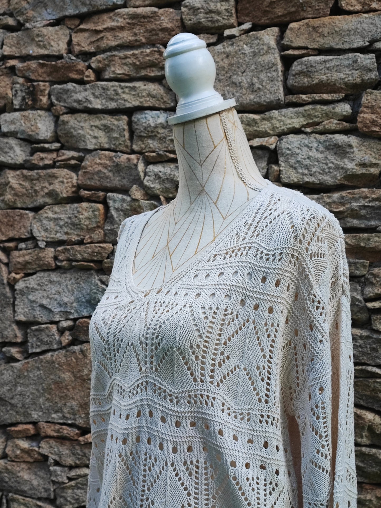 Long-sleeved crochet sweater
