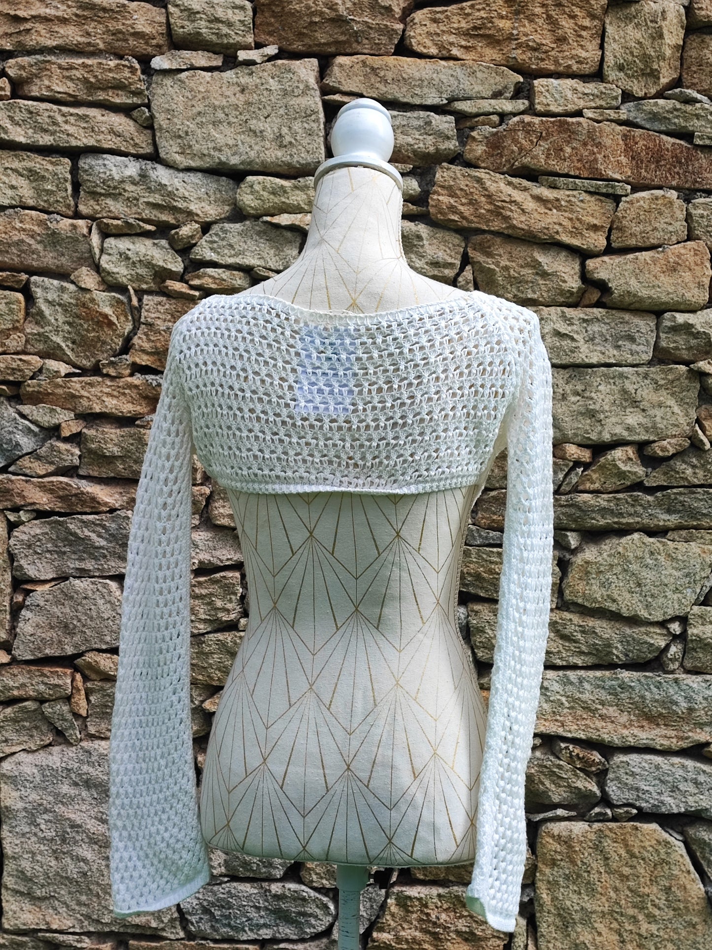 Long-sleeved crochet sweater