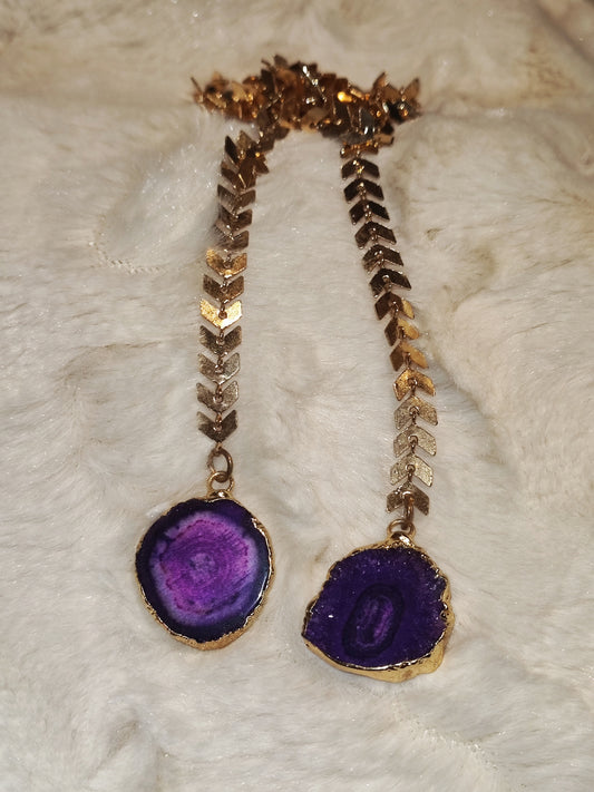 Gold facechain with purple agate