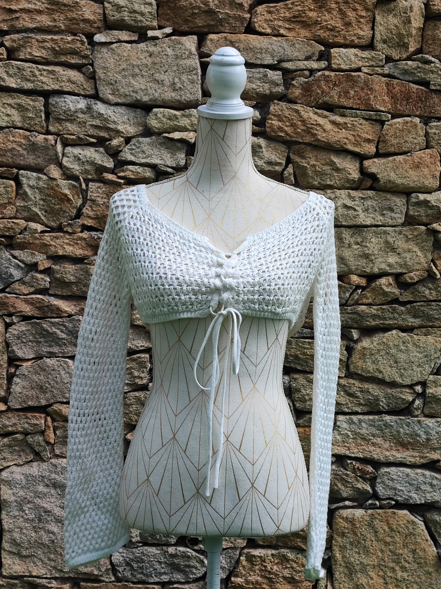 Long-sleeved crochet sweater