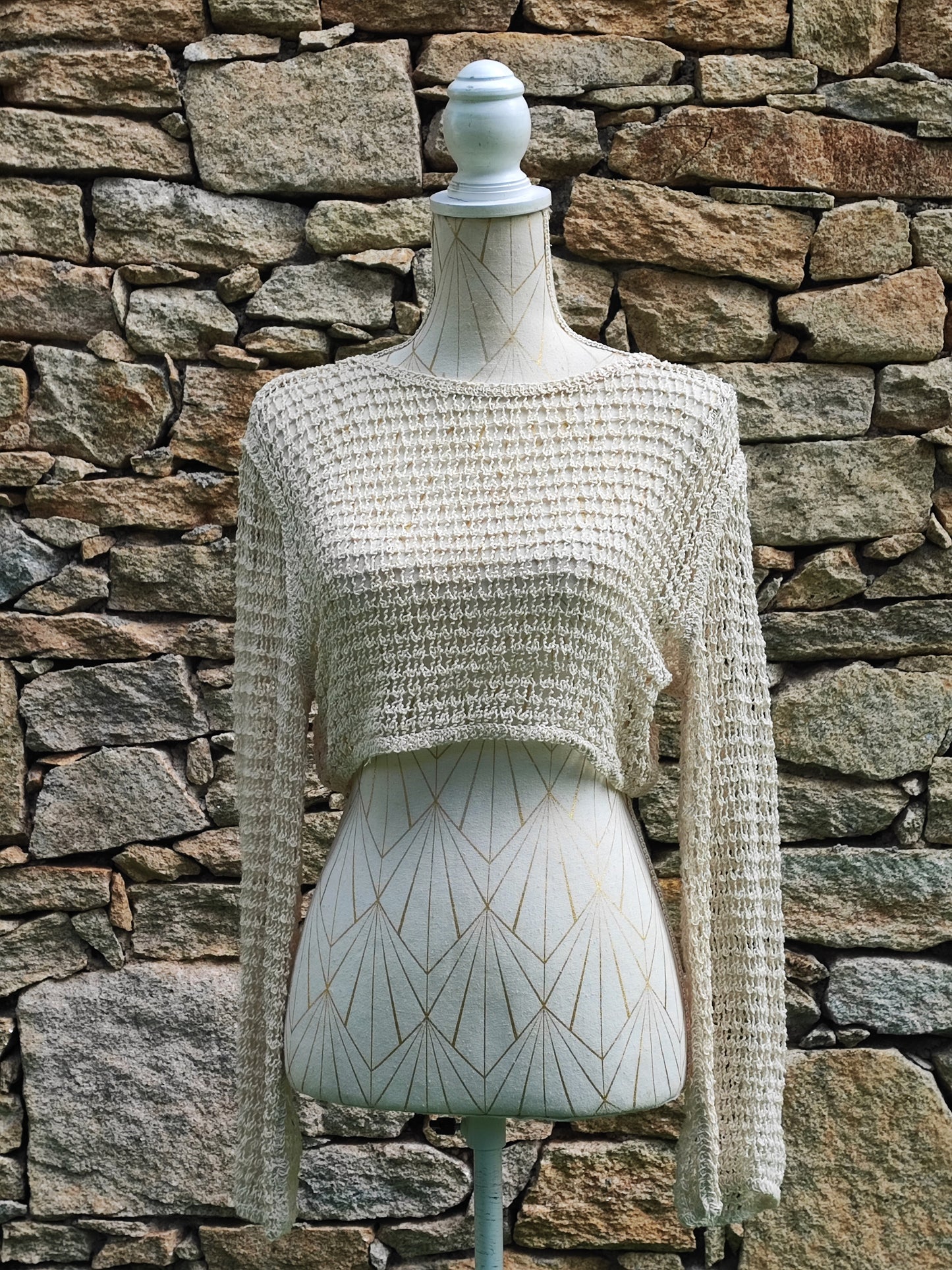 Long-sleeved crochet sweater